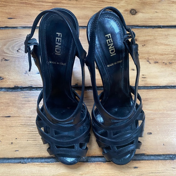 FENDI spuntata cuoietto nero heels sandal black Size 37 - Picture 13 of 16